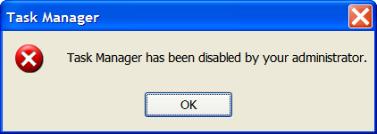 disabled task manager administrator been fix windows xp