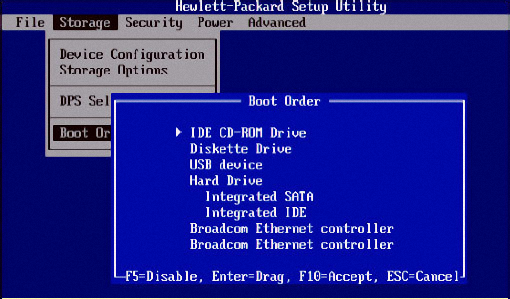 Getting Started with Emergency Boot Kit - Setting up Hewlett Packard BIOS
