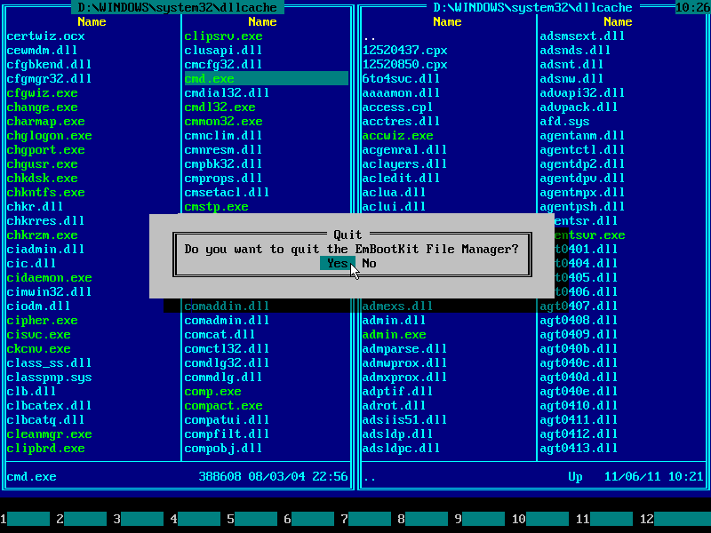 Bypass Windows Logon with Emergency Boot Kit - Quit Emergency Boot Kit File Manager
