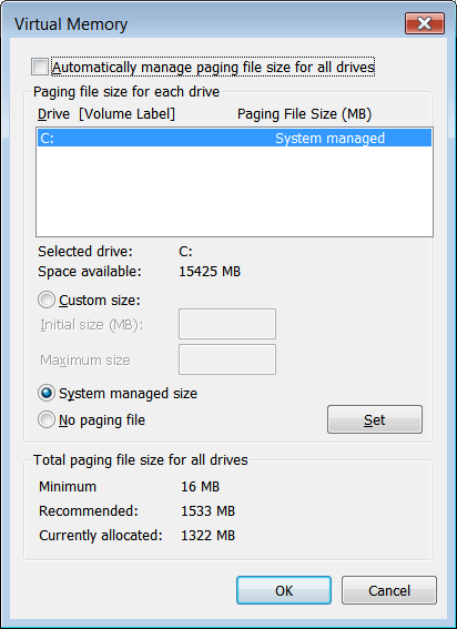 Performance Tuning of Windows - Swap File Settings