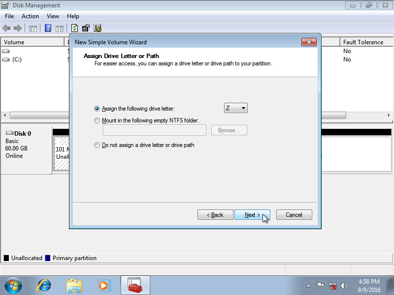 Setup was unable to create a new system partition - Setting drive letter of System Reserved Partition