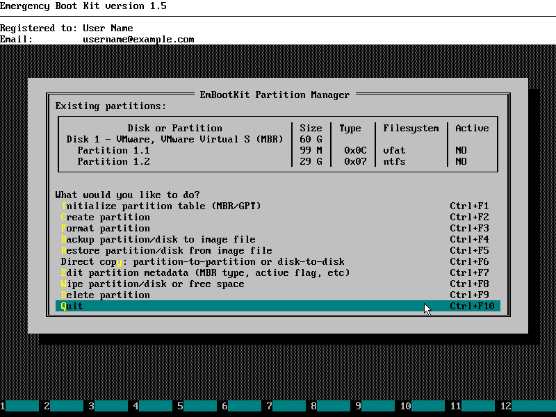 Rebuild System Reserved Partition From Scratch - Quit to the main menu
