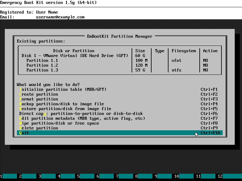 Rebuild EFI System Partition From Scratch - Quit to the main menu