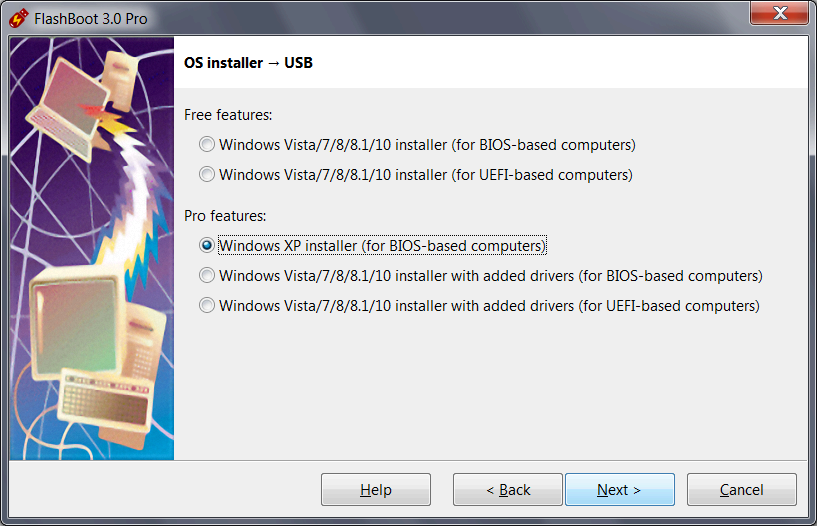 Install Windows XP from USB - Choosing Windows XP installer for BIOS-based computers