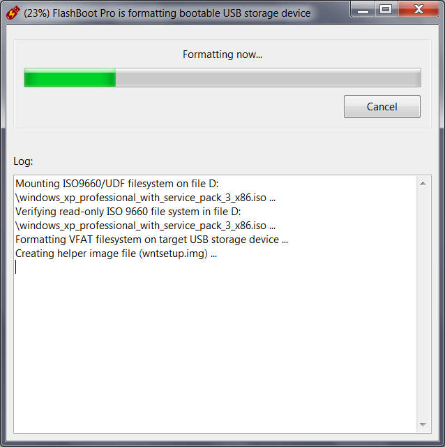Install Windows XP from USB - Progress Screen
