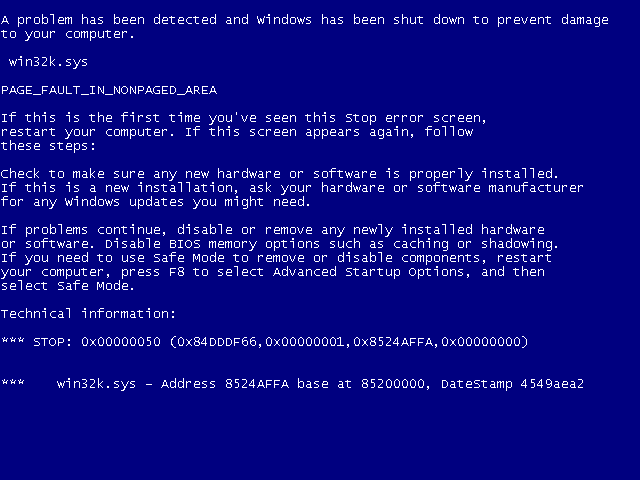 Screenshot - Windows XP BSOD