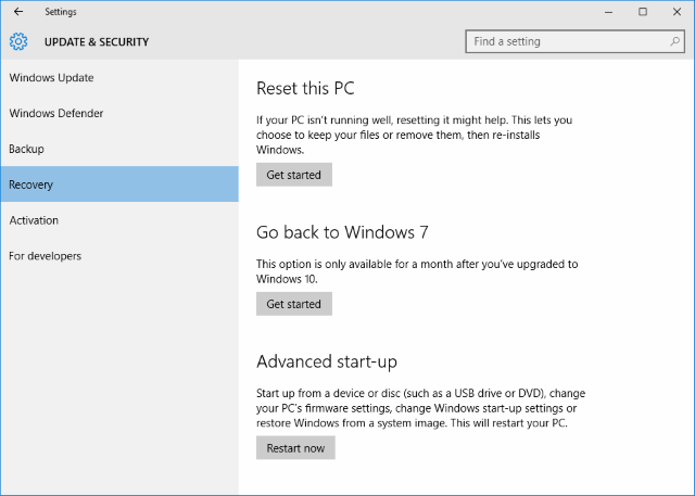 Roll Back From Windows 10 After 30 Days With Emergency Boot Kit - Default OS Dialog