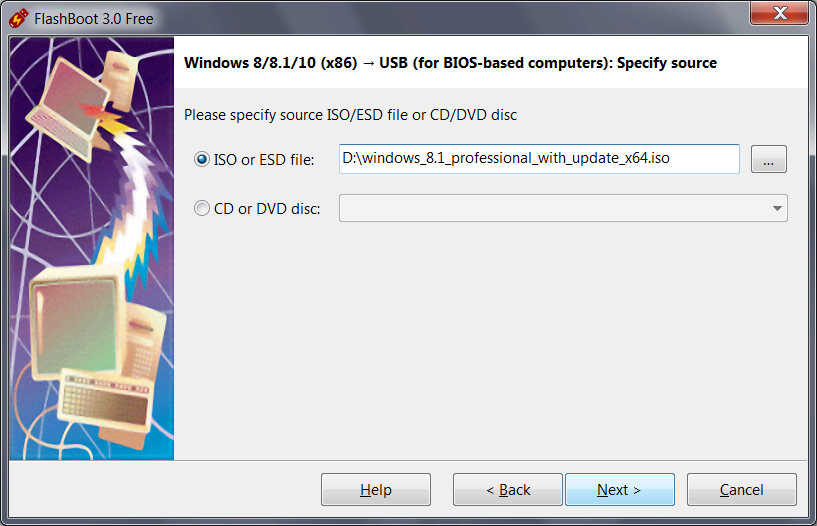 Windows To Go on Removable USB thumbdrive - Specifying ISO image file of Windows setup