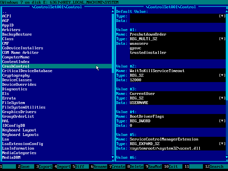 Windows Boot Loop Diagnostics - Open HKEY_LOCAL_MACHINE\SYSTEM\ControlSet001\Control\CrashControl registry key