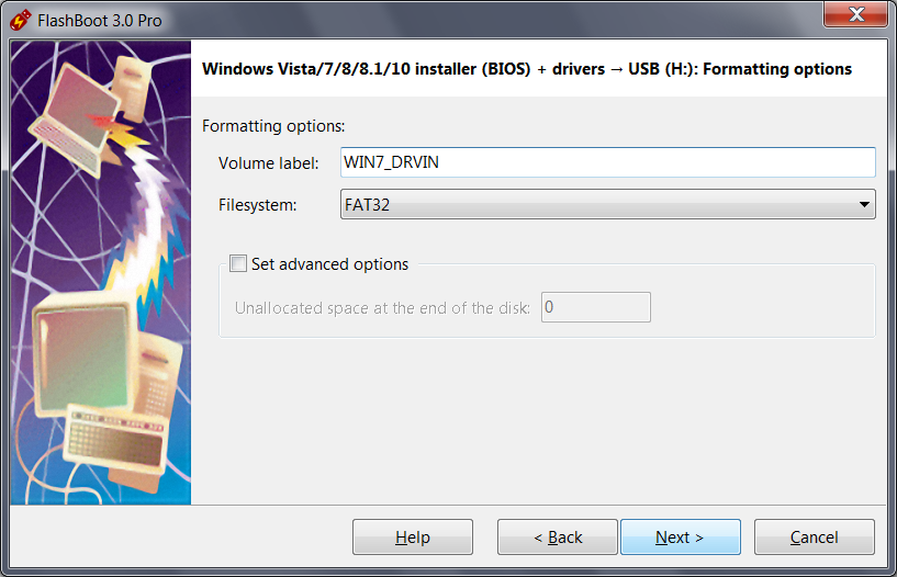 Install Windows 7 to new laptop - Volume label and filesystem type