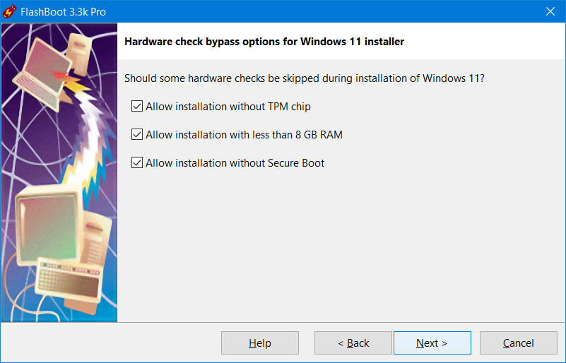 Using FlashBoot Free to install Windows 11 without hardware restrictions
