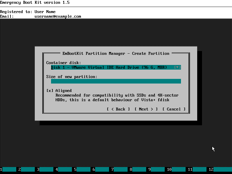 Emergency Boot Kit - Create Partition