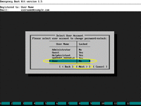 Emergency Boot Kit - Windows Password Wizard - Select User Account