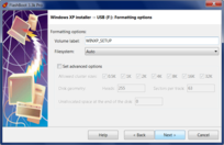 Windows XP from USB - Volume label and filesystem type