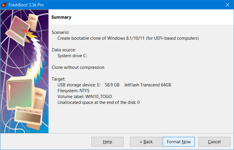 Create Bootable Clone of Windows on USB - Summary information