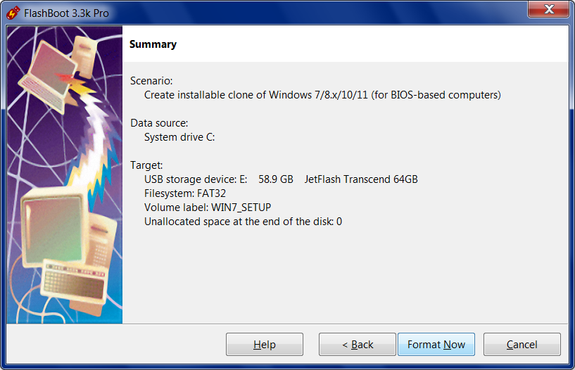 Create Installable Clone of Windows on USB - Summary information