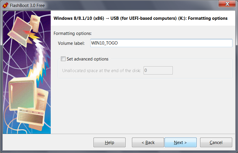 Full Featured Windows on USB - Volume label