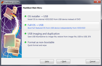 Full Featured Windows on USB - Choosing Full OS to USB in the Main Menu